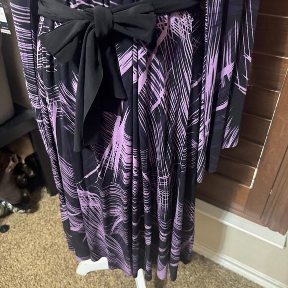 Bisou Bisou Purple & Black Dress Formal Cocktail sz XL stretchy abstract print - Picture 5 of 8